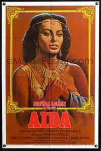 2e030 AIDA one-sheet movie poster R82 artwork of sexy Sophia Loren in Verdi's Italian opera!