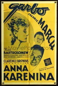 2e039 ANNA KARENINA one-sheet poster R42 beautiful Greta Garbo, Fredric March, Freddie Bartholomew