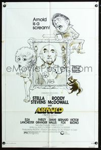 2e043 ARNOLD style B one-sheet movie poster '73 wacky art of Stella Stevens & Roddy McDowall!