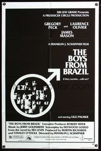 2e072 BOYS FROM BRAZIL one-sheet poster '78 Gregory Peck is a Nazi on the run from Laurence Olivier!