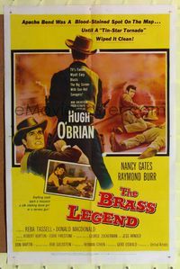 2e073 BRASS LEGEND one-sheet movie poster '56 tin-star tornado Hugh O'Brian wiped clean Apache Bend!