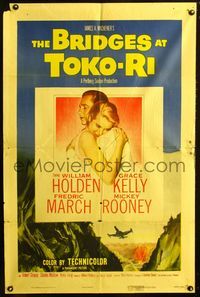2e075 BRIDGES AT TOKO-RI one-sheet '54 Grace Kelly, William Holden, Korean War, by James Michener!