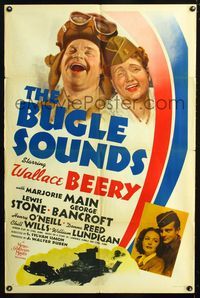 2e076 BUGLE SOUNDS style C one-sheet '42 great art of military man Wallace Beery & Marjorie Main!
