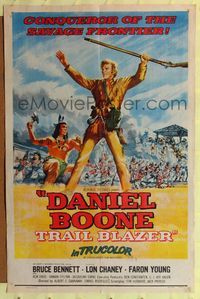 2e104 DANIEL BOONE TRAIL BLAZER 1sheet '56 art of Bruce Bennett, conqueror of the savage frontier!