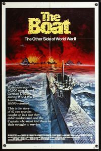 2e107 DAS BOOT style B int'l 1sh '82 The Boat, Wolfgang Petersen, WW II, Meyer submarine art!