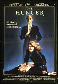 2e197 HUNGER English one-sheet movie poster '83 vampire Catherine Deneuve & rocker David Bowie!
