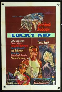 2e222 KID FOR TWO FARTHINGS English 1sheet '56 sexy Diana Dors, directed by Carol Reed, Lucky Kid!