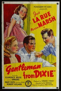 2e148 GENTLEMAN FROM DIXIE one-sheet movie poster '41 stone litho art of Jack LaRue & Marian Marsh!
