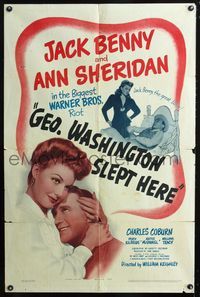 2e149 GEORGE WASHINGTON SLEPT HERE 1sheet '42 sexy Ann Sheridan looks at Jack Benny the great lover!
