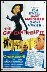 2e010 GIRL CAN'T HELP IT one-sheet poster '56 art of sexy Jayne Mansfield, Tom Ewell, rock & roll!