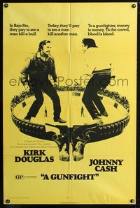 2e167 GUNFIGHT one-sheet '71 people pay to see Kirk Douglas and Johnny Cash try to kill each other!
