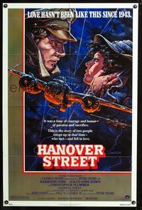 2e170 HANOVER STREET one-sheet '79 cool artwork of Harrison Ford & Lesley-Anne Down in World War II!