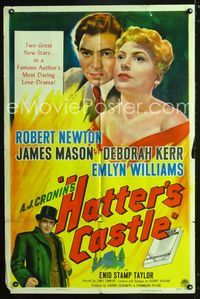 2e174 HATTER'S CASTLE one-sheet '48 artwork of two great new stars James Mason & Deborah Kerr!