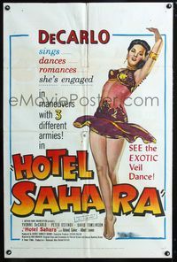 2e193 HOTEL SAHARA one-sheet '51 full-length artwork of sexy exotic veil dancer Yvonne De Carlo!
