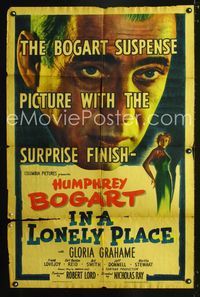 2e206 IN A LONELY PLACE 1sheet '50 huge headshot art of Humphrey Bogart, plus sexy Gloria Grahame!