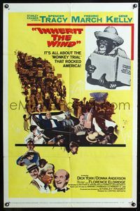 2e211 INHERIT THE WIND style A 1sheet '60 Spencer Tracy, Fredric March, Gene Kelly, chimp with book!