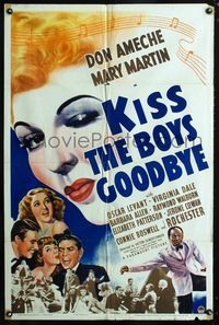2e229 KISS THE BOYS GOODBYE one-sheet '41 great sexy art of winking Mary Martin looking over cast!