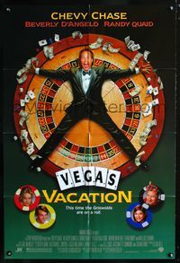 2e329 NATIONAL LAMPOON'S VEGAS VACATION one-sheet '97 great image of Chevy Chase on roulette wheel!