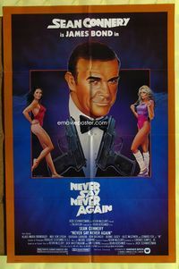 2e332 NEVER SAY NEVER AGAIN 1sh poster '83 art of Sean Connery as James Bond 007 by R. Dorero!