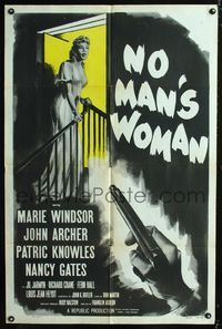 2e340 NO MAN'S WOMAN one-sheet movie poster '55 cool art of gun pointing at sleazy Marie Windsor!
