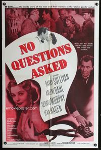 2e341 NO QUESTIONS ASKED one-sheet poster '51 treacherous Arlene Dahl is a double-crossing doll!