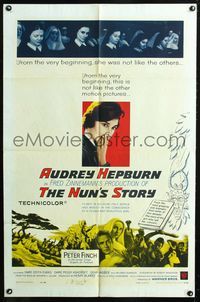 2e345 NUN'S STORY one-sheet movie poster '59 religious missionary Audrey Hepburn & Peter Finch!