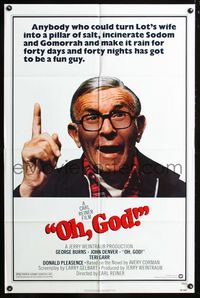 2e349 OH GOD one-sheet movie poster '77 great super close up of wacky George Burns!