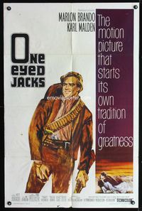 2e355 ONE EYED JACKS one-sheet movie poster '61 great artwork of star & director Marlon Brando!