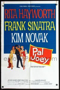 2e365 PAL JOEY one-sheet movie poster '57 art of Frank Sinatra with sexy Rita Hayworth & Kim Novak!