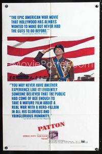 2e371 PATTON one-sheet movie poster '70 General George C. Scott military World War II classic!