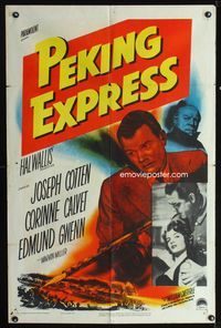 2e376 PEKING EXPRESS one-sheet poster '51 Joseph Cotten in China, directed by William Dieterle!