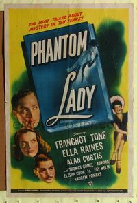 2e380 PHANTOM LADY one-sheet movie poster '44 Franchot Tone, sexy Ella Raines, Alan Curtis
