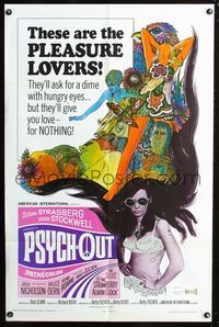 2e404 PSYCH-OUT one-sheet poster '68 AIP, psychedelic drugs, sexy pleasure lover Susan Strasberg!