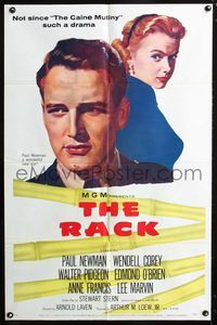 2e412 RACK one-sheet '56 art of young Paul Newman & sexy Anne Francis, written by Rod Serling!