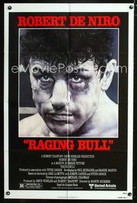 2e413 RAGING BULL one-sheet '80 classic close up boxing image of Robert De Niro, Martin Scorsese