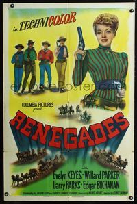2e423 RENEGADES one-sheet poster '46 Evelyn Keyes with her gun in her hands and her man in her arms!