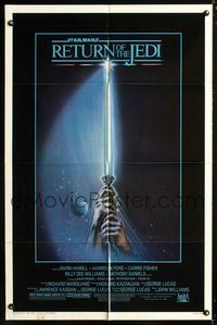 2e426 RETURN OF THE JEDI lightsaber style one-sheet '83 George Lucas classic sci-fi epic sequel!
