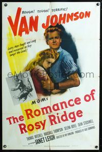 2e437 ROMANCE OF ROSY RIDGE one-sheet '47 artwork of Janet Leigh snuggling up with Van Johnson!