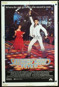 2e445 SATURDAY NIGHT FEVER one-sheet movie poster '77 best image of disco dancer John Travolta!