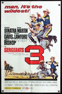2e455 SERGEANTS 3 one-sheet poster '62 John Sturges, Frank Sinatra, Rat Pack parody of Gunga Din!