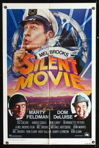 2e467 SILENT MOVIE one-sheet poster '76 Marty Feldman, Dom DeLuise, art of Mel Brooks by John Alvin!