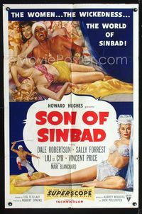 2e476 SON OF SINBAD one-sheet movie poster '55 Howard Hughes, great art of super sexy harem women!