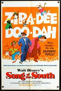2e479 SONG OF THE SOUTH one-sheet poster R73 Walt Disney, Uncle Remus, Br'er Rabbit, Fox & Bear!