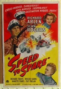 2e483 SPEED TO SPARE one-sheet movie poster '48 cargo marked dangerous, cool artwork of truck crash!