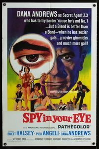 2e486 SPY IN YOUR EYE one-sheet movie poster '66 Dana Andrews has sexier gals and groovier gimmicks!