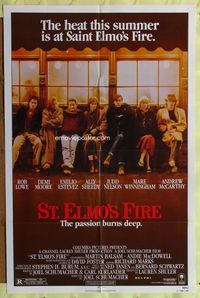 2e488 ST. ELMO'S FIRE one-sheet '85 Rob Lowe, Demi Moore, Emilio Estevez, Ally Sheedy, Judd Nelson