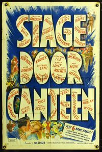 2e489 STAGE DOOR CANTEEN one-sheet movie poster '43 all-star musical, cool artwork & design!