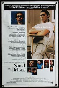 2e492 STAND & DELIVER style B reviews one-sheet '87 Edward James Olmos teaches Lou Diamond Phillips!