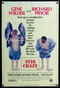 2e500 STIR CRAZY 1sh '80 Gene Wilder & Richard Pryor in chicken suits, directed by Sidney Poitier!