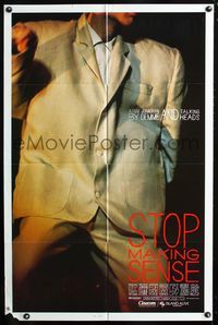 2e503 STOP MAKING SENSE one-sheet movie poster '84 Jonathan Demme, Talking Heads, rock & roll!